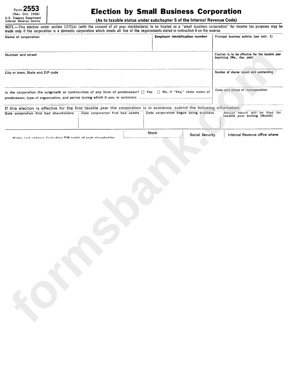 irs form 2553 instructions