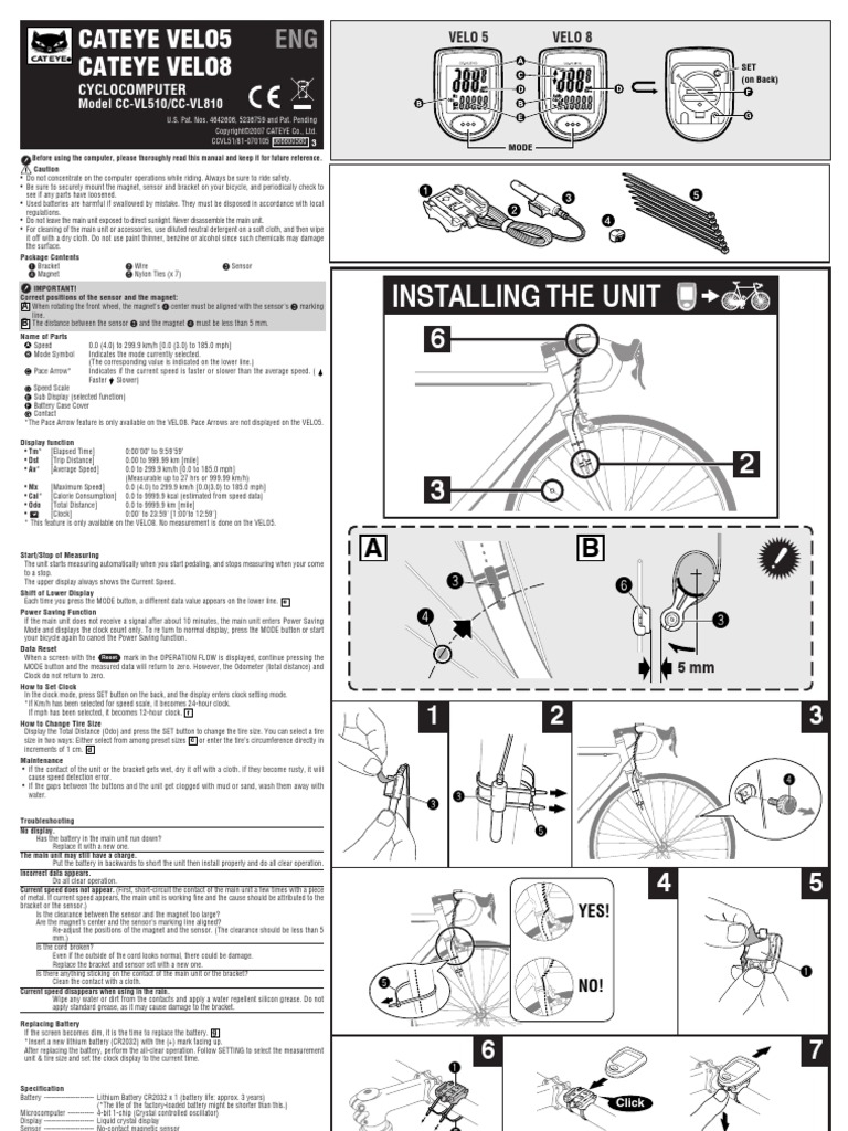 cateye astrale 8 instruction manual